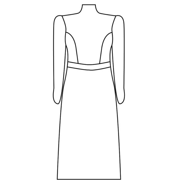 Armhole to Waistband Princess Line Dress Outline