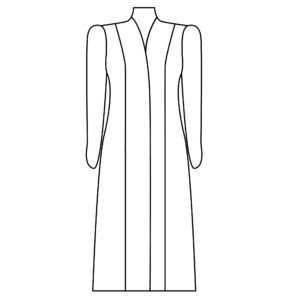 Shoulder to hem high neck robe front hidden button