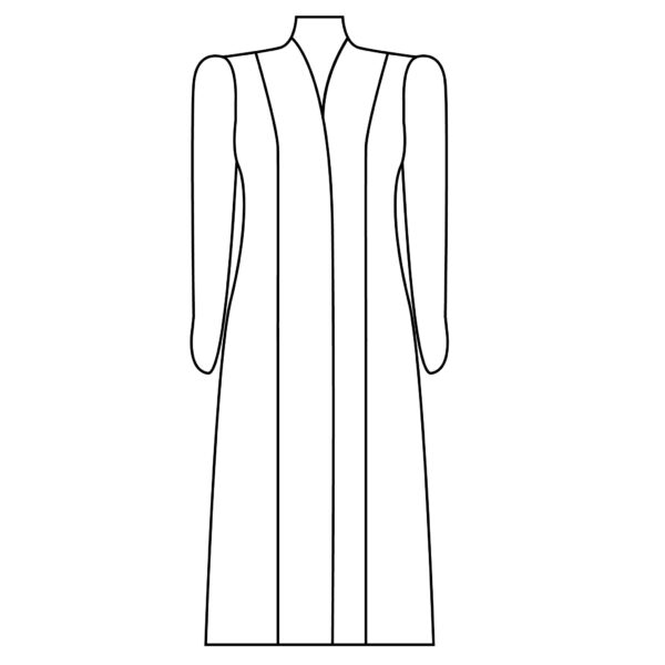 Shoulder to hem high neck robe front hidden button